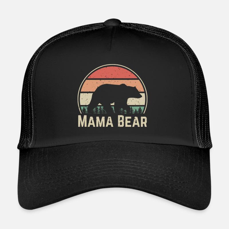 Mama Bear Vintage Starke Mami Beste Mutter Bär - Trucker Cap - Schwarz/Schwarz