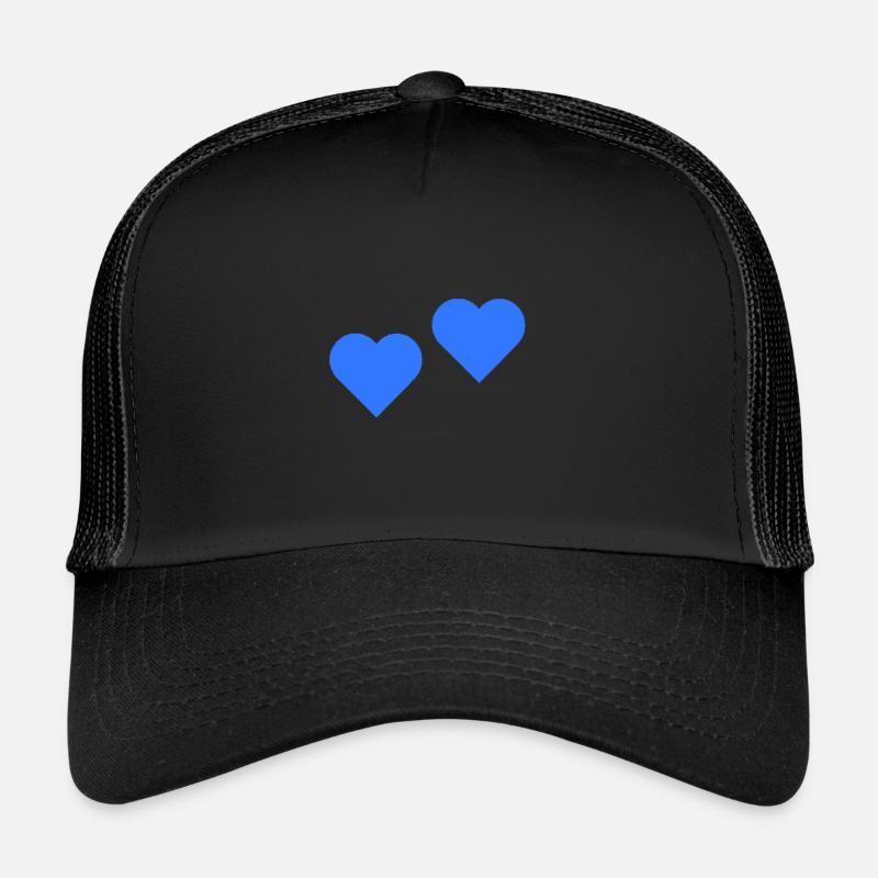 2 Herzen blau - Trucker Cap - Schwarz/Schwarz