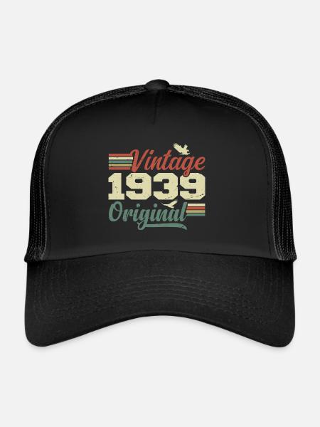 Vintage 1939 Cadeau Anniversaire 1939 Retro - Casquette trucker  - noir/noir - Devant