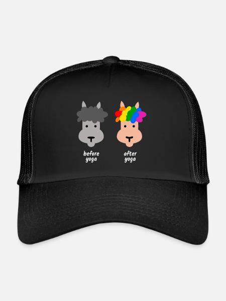 Alpaga coloré lama yoga - Casquette trucker  - noir/noir - Devant
