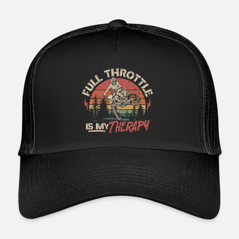 Full Throttle Is My Therapy - Motocross Saying Trucker Cap