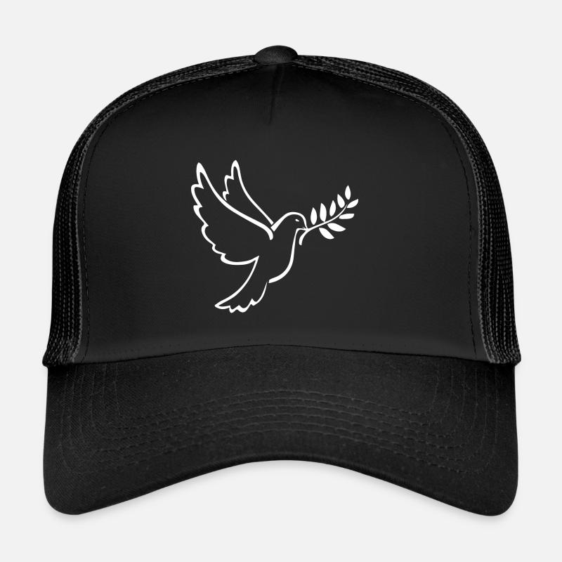 Peace Weltfrieden Flower Power Geschenk Taube Idee - Trucker Cap - Schwarz/Schwarz