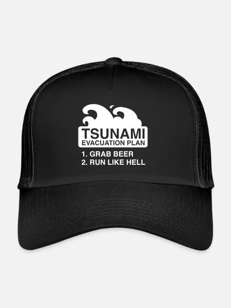 Plan d’évacuation après le tsunami - Casquette trucker  - noir/noir - Devant