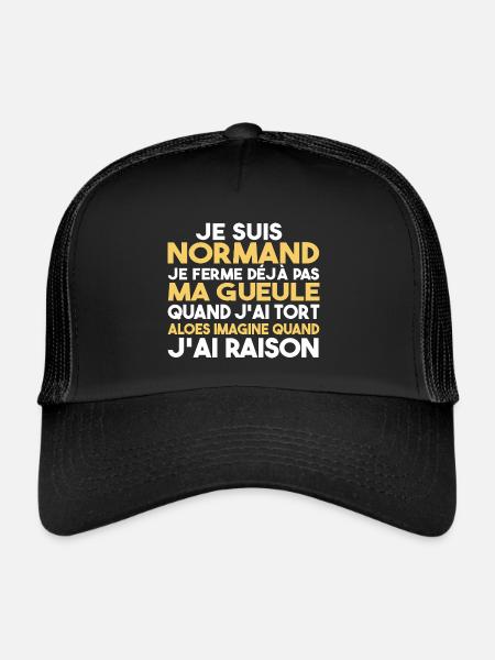 Normande Je Ferme Pas Ma Gueule Normandie Humour - Casquette trucker  - noir/noir - Devant
