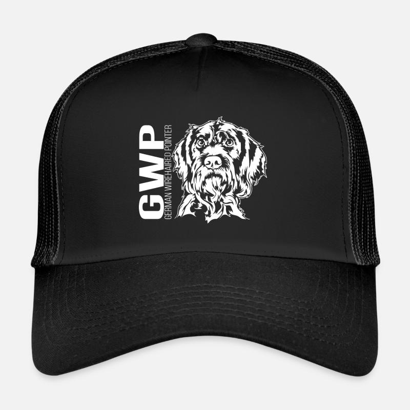 German Wirehaired Pointer Portrait Hunting Dog Dogs Trucker Cap