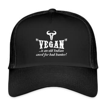 Vieux mot végétalien pour mauvais chasseur anti dicton - Casquette trucker  - noir/noir - Devant