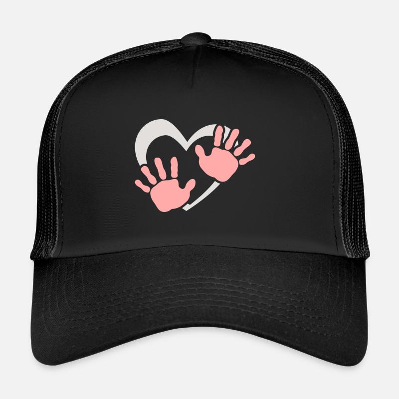 Empreinte de main de cœur de bébé - Casquette trucker  - noir/noir
