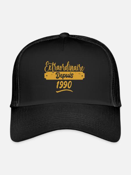 Extraordinaire Depuis 1990 | Cadeau Anniversaire - Casquette trucker  - noir/noir - Devant