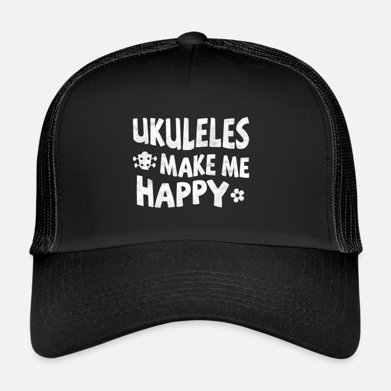Ukuleles make me happy - Trucker Cap - Schwarz/Schwarz