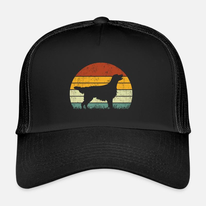 Flat Coated Retriever Vintage Retro - Trucker Cap - Schwarz/Schwarz