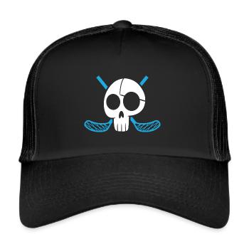 Unihockey Spieler Floorball Unihockeyspieler - Trucker Cap - Schwarz/Schwarz - Vorne