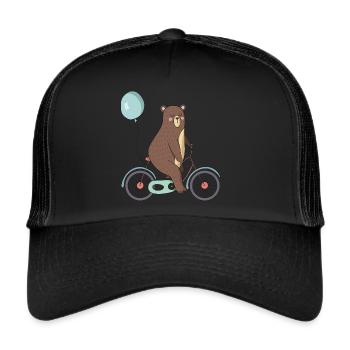 Bear on a bicycle - Trucker Cap - black/black - Front