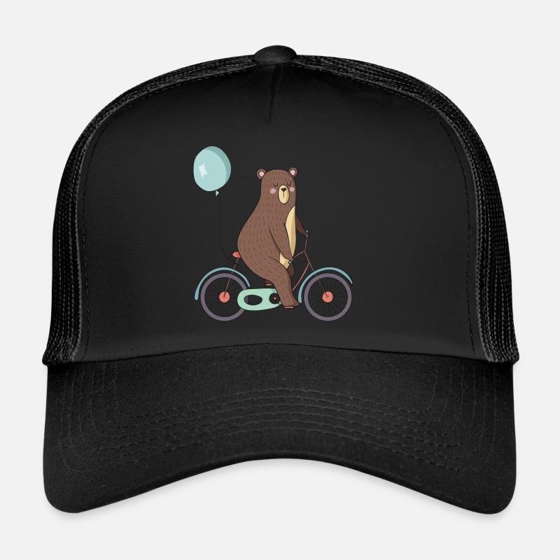 Bär auf einem Fahrrad - Trucker Cap - Schwarz/Schwarz