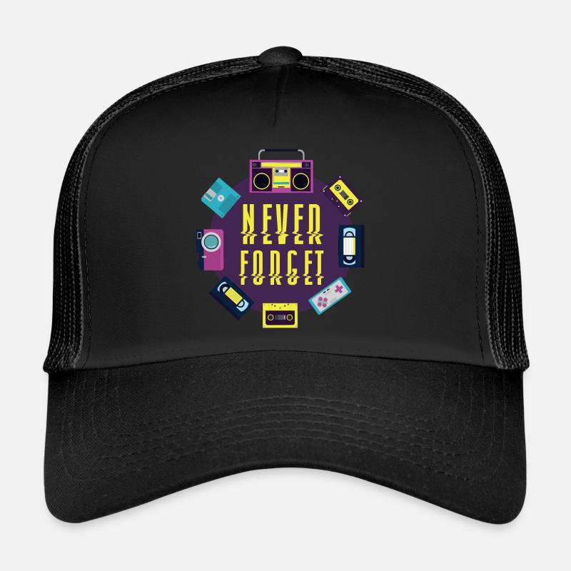 Never Forget VHS Cassette Discquette 80 Retro Casquette trucker 