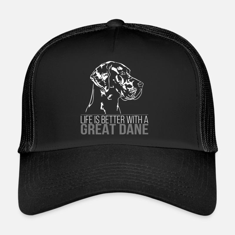 GREAT DANE Life is better Chien Idée cadeau Casquette trucker 