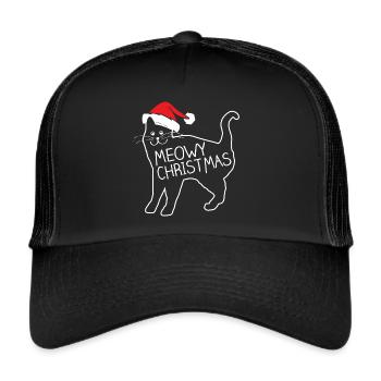 Meowy Weihnachtshemd - Trucker Cap - Schwarz/Schwarz - Vorne