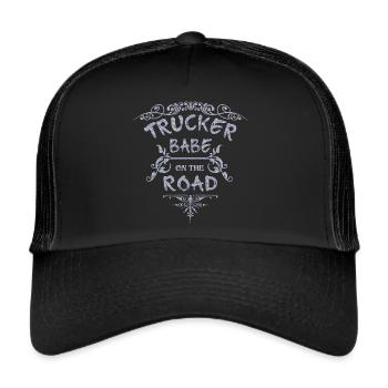 Truckerin Trucker Babe LKW Truck Fahrerin - Trucker Cap - Schwarz/Schwarz - Vorne