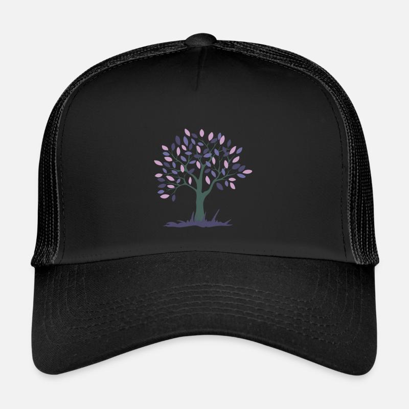 Arbre aux feuilles roses et violettes Casquette trucker 