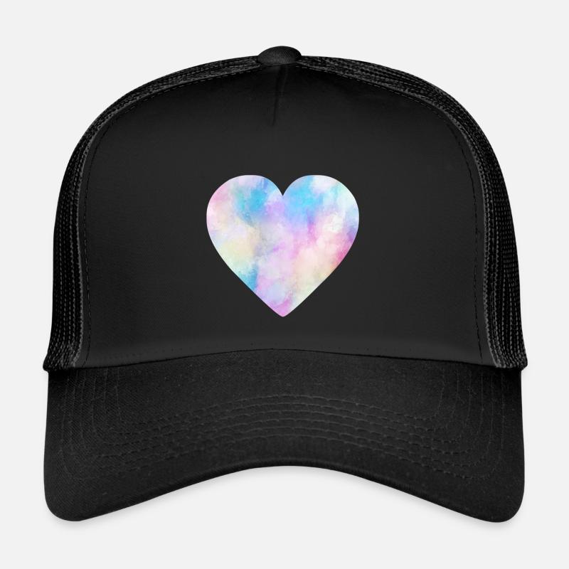 Coeur, abstrait, coloré - Casquette trucker  - noir/noir