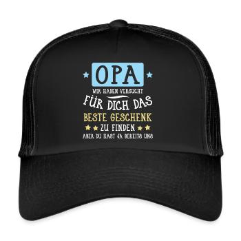 Opa... für dich das beste Geschenk... - Trucker Cap - Schwarz/Schwarz - Vorne