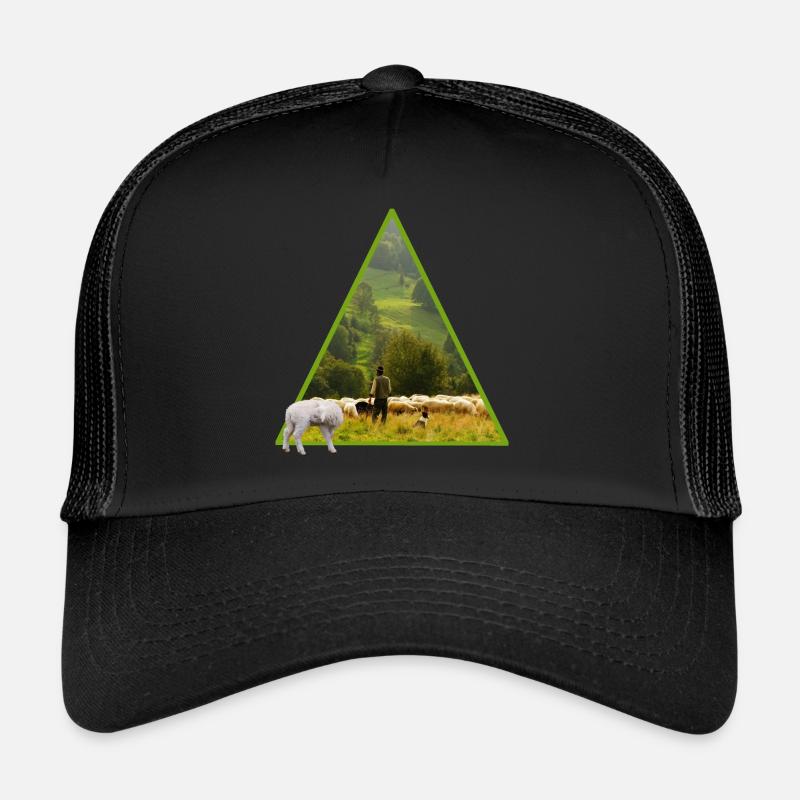 schaf mit schäfer - Trucker Cap - Schwarz/Schwarz