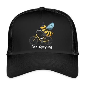 Bee Cycling bee bicycle cyclist honey bee - Trucker Cap - black/black - Front