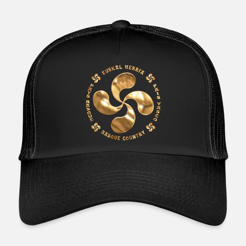 Bijou du Pays Basque, croix Basque - Casquette trucker  - noir/noir