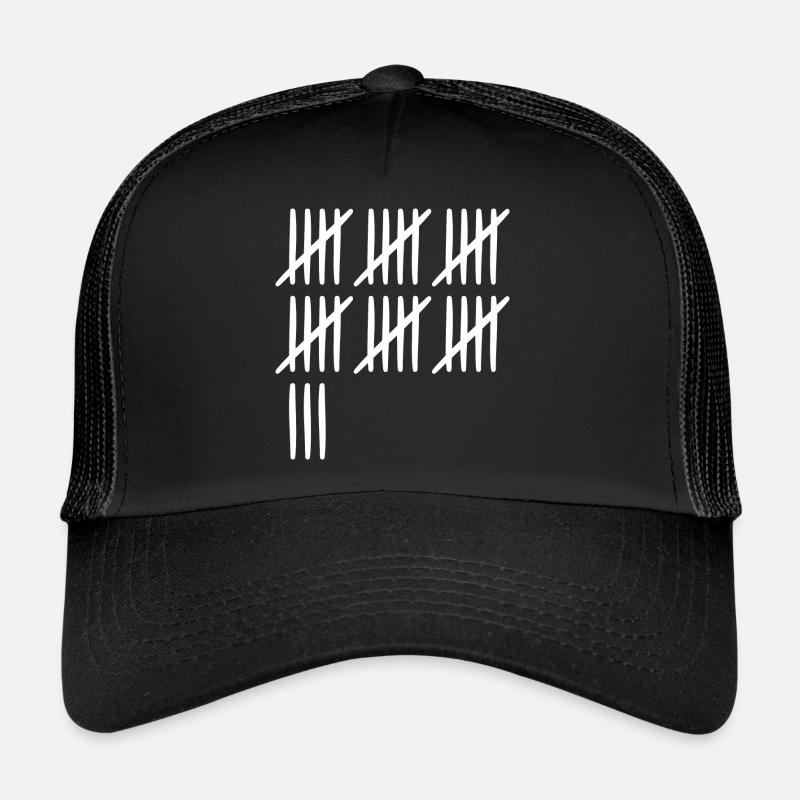 33 Geburtstag Strichliste - 33 Jahre alt - Trucker Cap - Schwarz/Schwarz