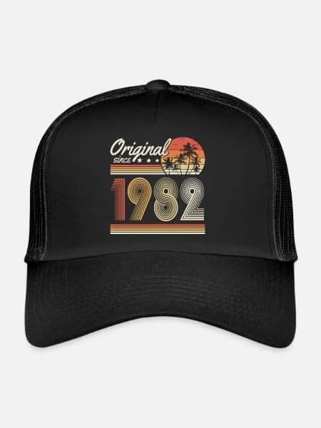 Jahrgang 1982 Original Vintage Geburtstag Geschenk - Trucker Cap - Schwarz/Schwarz