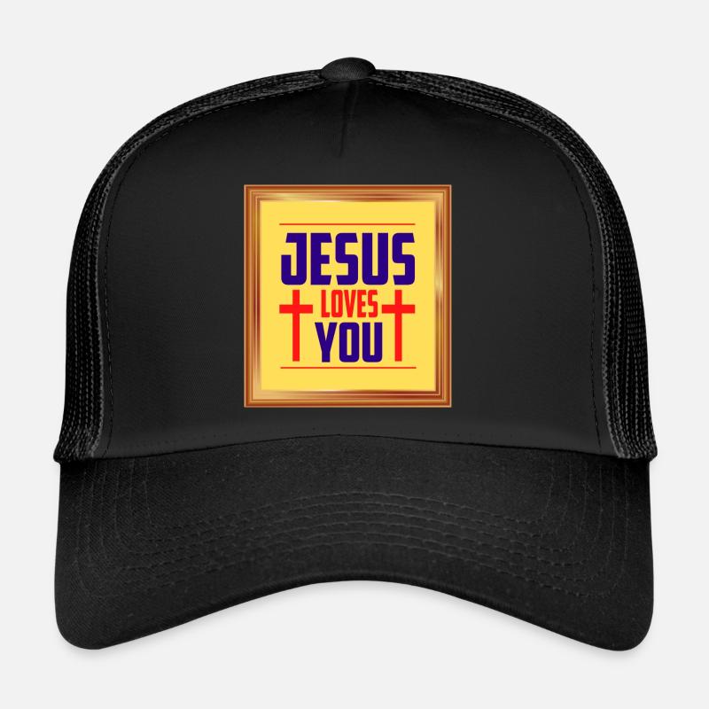 Jésus vous aime - Casquette trucker  - noir/noir