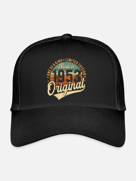 1953 Jahrgang geboren Retro Vintage Geburtstag - Trucker Cap - Schwarz/Schwarz