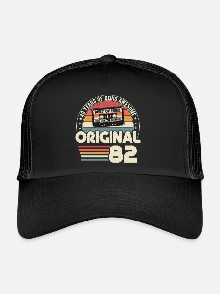 Jahrgang 1982 Vintage Retro Geburtstag Geschenk - Trucker Cap - Schwarz/Schwarz