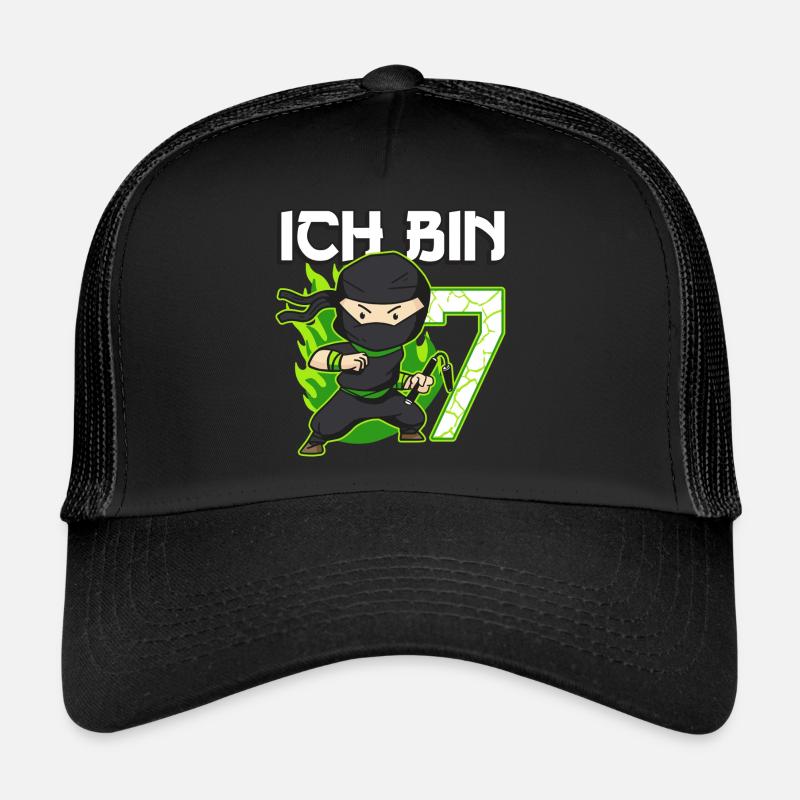 7. Geburtstag Ninja Junge 7 Jahre alt Ninjas - Trucker Cap - Schwarz/Schwarz