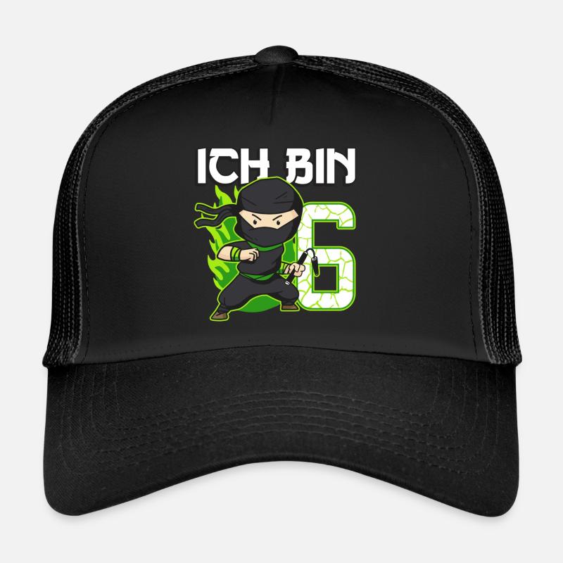 6. Geburtstag Ninja Junge 6 Jahre alt Ninjas - Trucker Cap - Schwarz/Schwarz
