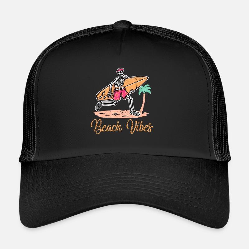 Beach Vibes Skeleton Palm Trees, Vacation, Beach Trucker Cap