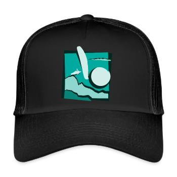 Paragliding paper cut paraglider turquoise - Trucker Cap - black/black - Front
