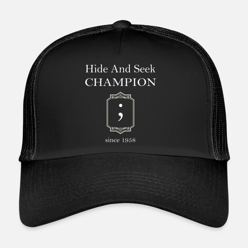 Champion de cache-cache ; Point-virgule depuis 1958 - Casquette trucker - noir/noir