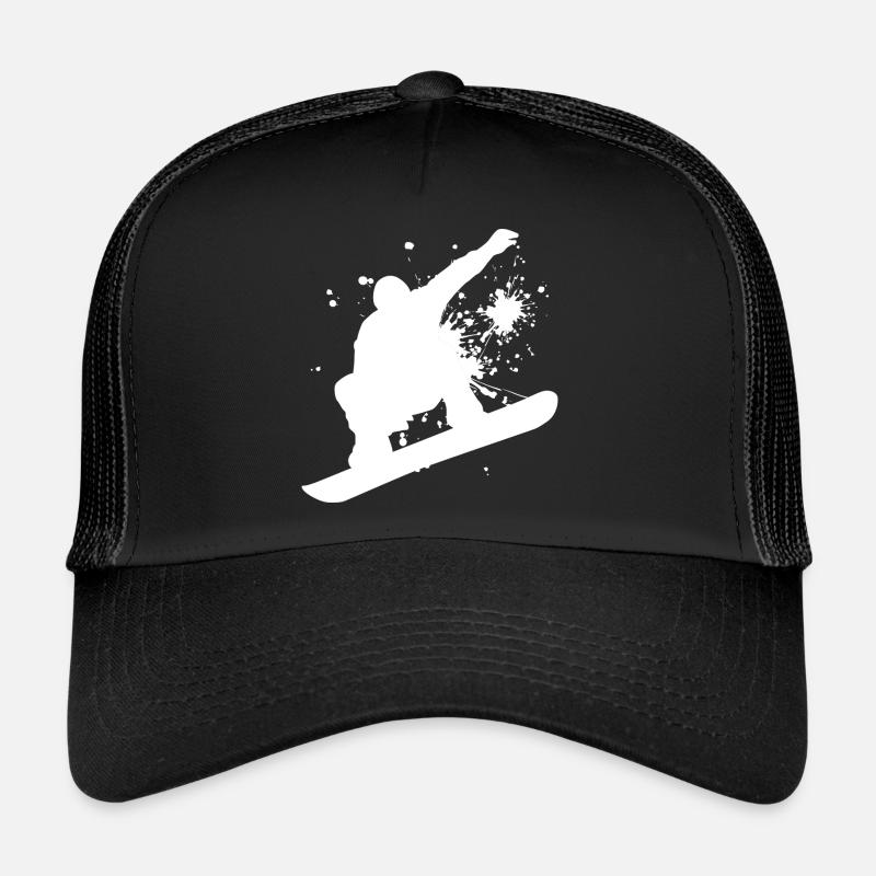 Herren Snowboarding Wintersport Snowboard Snowboar - Trucker Cap - Schwarz/Schwarz