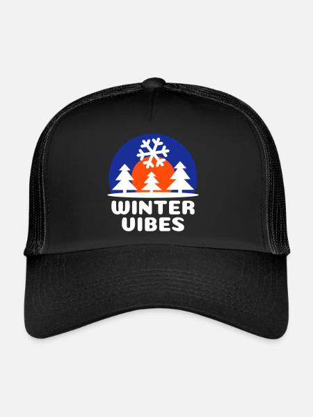 Ambiance hivernale (soleil, voûte céleste, flocon de neige) - Casquette trucker  - noir/noir - Devant