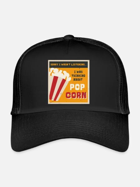 Manger du pop-corn Ironic Saying Corn Pop Corn - Casquette trucker  - noir/noir - Devant
