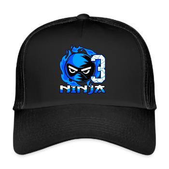 Kinder 3. Geburtstag Junge 3 Jahre alt Ninja - Trucker Cap - Schwarz/Schwarz - Vorne