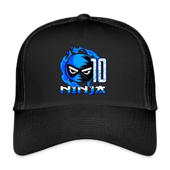 Kinder 10. Geburtstag Junge 10 Jahre alt Ninja - Trucker Cap - Schwarz/Schwarz - Vorne