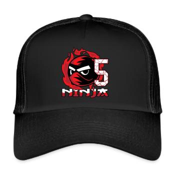 Kinder Ninja 5. Geburtstag Junge 5 Jahre alt - Trucker Cap - Schwarz/Schwarz - Vorne