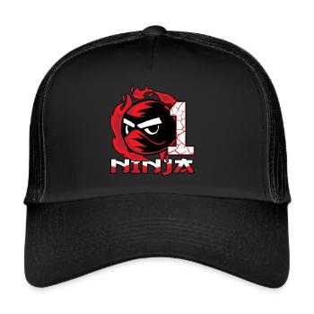 Kinder Ninja 1. Geburtstag Junge 1 Jahr alt - Trucker Cap - Schwarz/Schwarz - Vorne