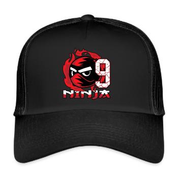 Kinder Ninja 9. Geburtstag Junge 9 Jahre alt - Trucker Cap - Schwarz/Schwarz - Vorne