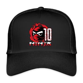 Kinder Ninja 10. Geburtstag Junge 10 Jahre alt - Trucker Cap - Schwarz/Schwarz - Vorne