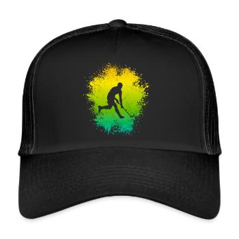 Floorball Spieler Unihockey Floorballspieler - Trucker Cap - Schwarz/Schwarz - Vorne
