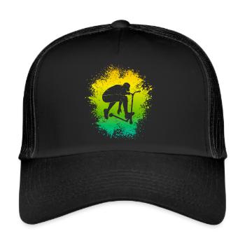 Stunt Scooter Roller E-Scooter E-Roller - Trucker Cap - Schwarz/Schwarz - Vorne