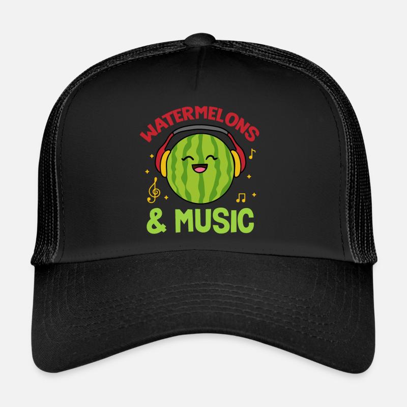 Pastèques et notes de musique Musicien Fruit d'été Casquette trucker 