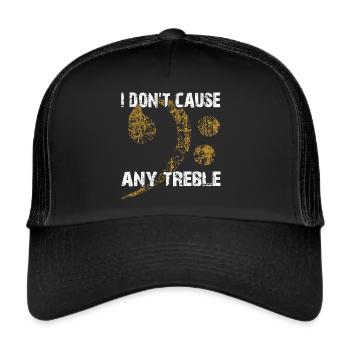 Bass und kein Treble - Bassschlüssel mit Spruch - Trucker Cap - Schwarz/Schwarz - Vorne